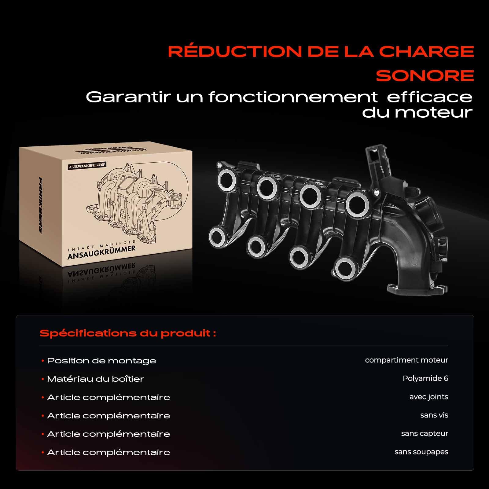 Frankberg Tuyau d'admission du collecteur d'admission 0361N3 | Compatible avec: 207 WA_WC_, Xsara Picasso N68, 307 Pause 3E, Boîte à sauts, Tipi partenaire, 207 SO WK