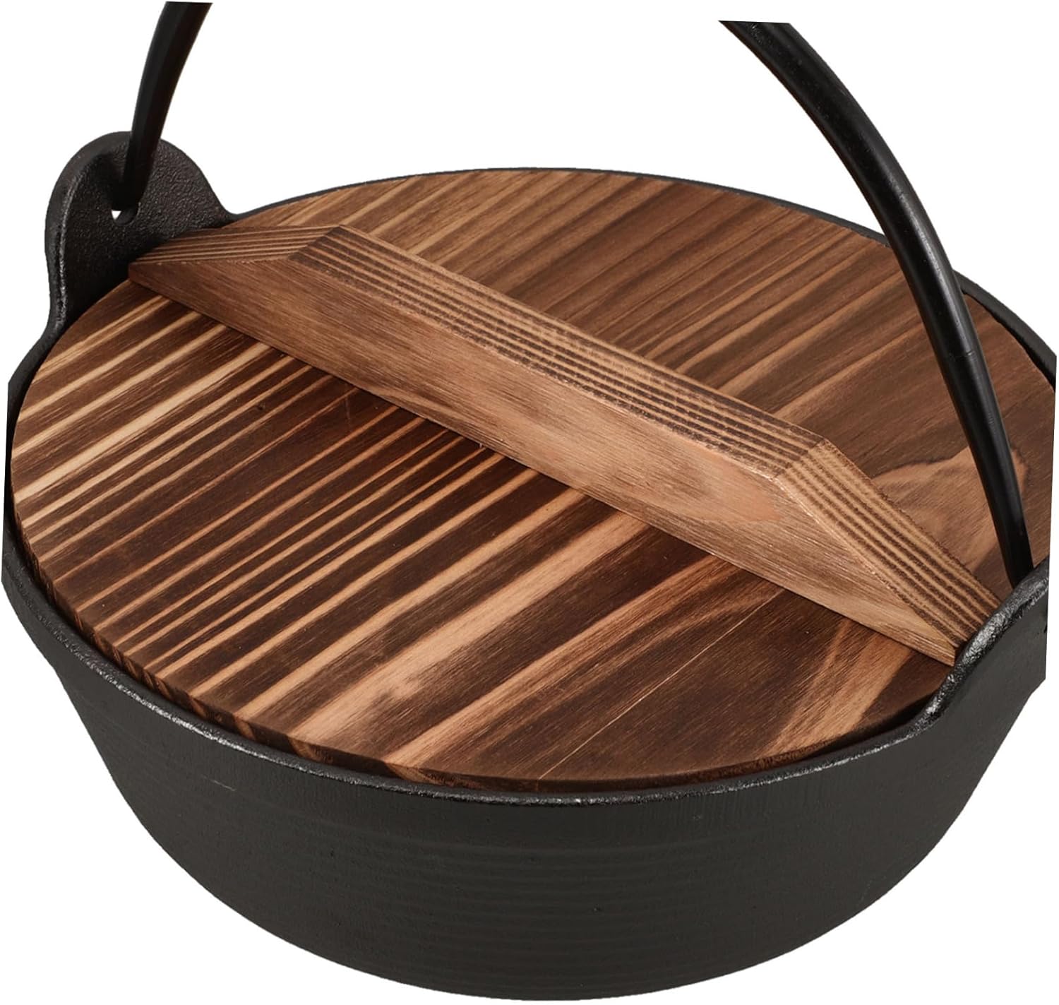 1set Cast Iron Camping Cookware Japanese Design Cooking Pot with Lid for Outdoor Cooking Hanging Pot for Campfire and Backpacking Adventures