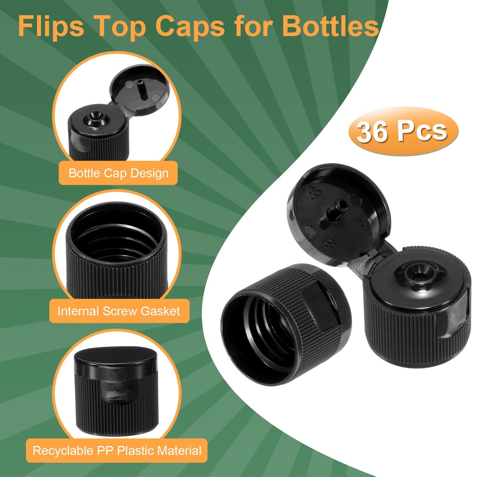 Tappi Ribaltabili Per Bottiglie QUARKZMAN - 36 Pezzi, Nero, Per Shampoo E Lozioni - Foto 11