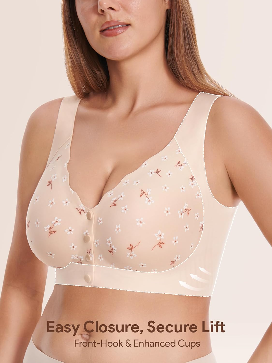 Seamless Daisy Bra for Women, Front Closure Jelly Bras Soft,Post Surgery Mastectomy Recovery,No Underwire Bralettes - Image 6