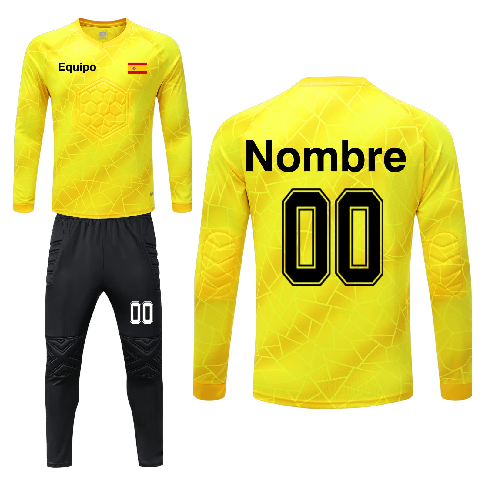 Camiseta de Portero Personalizado Niño Hombre con Tu Nombre y Número Equipación Portero Personalizada Ropa de Portero de Futbol