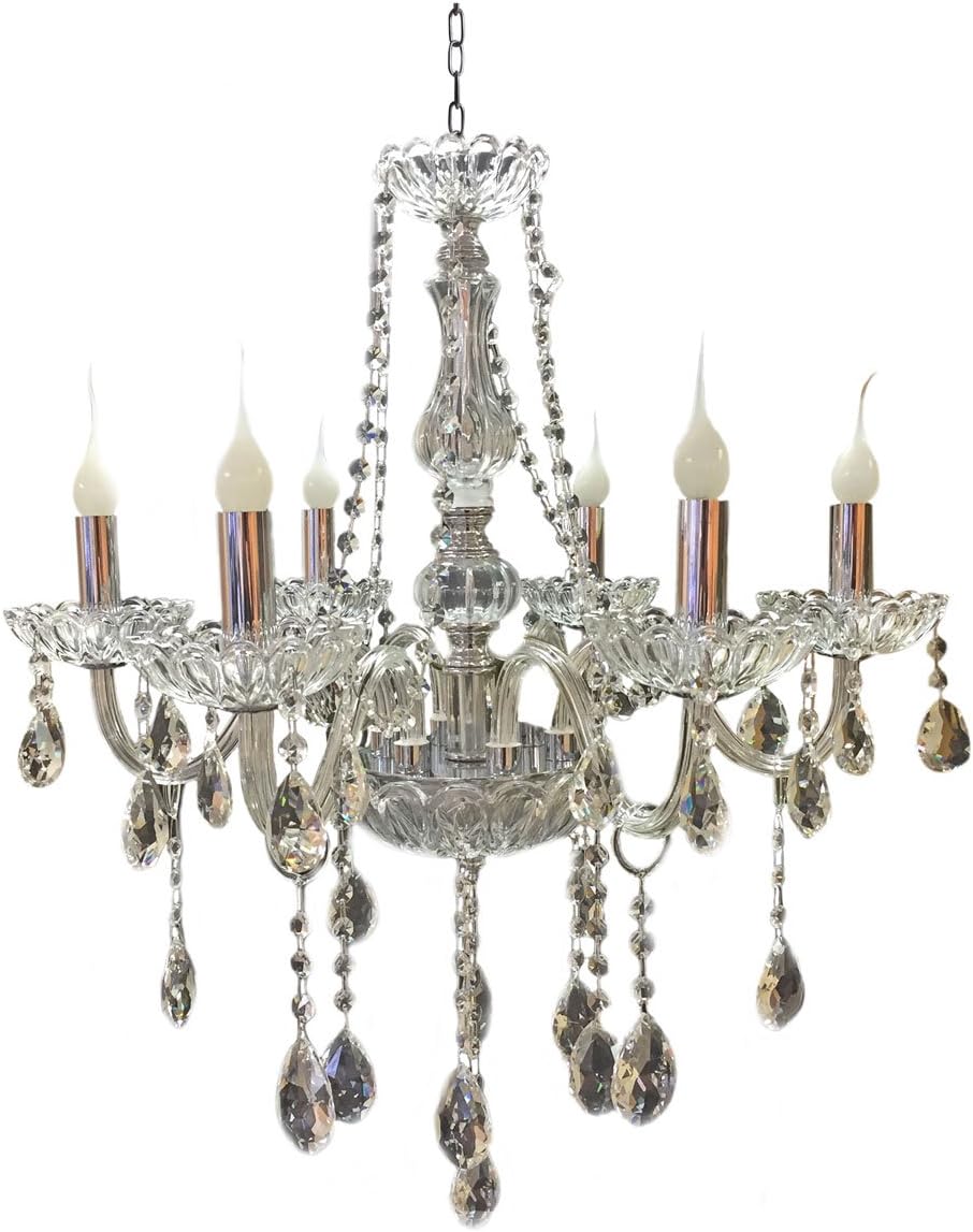 Royal Designs Modern Crystal Chandelier Ceiling Light Fixture, Chrome Brass Finish, 8 Arms