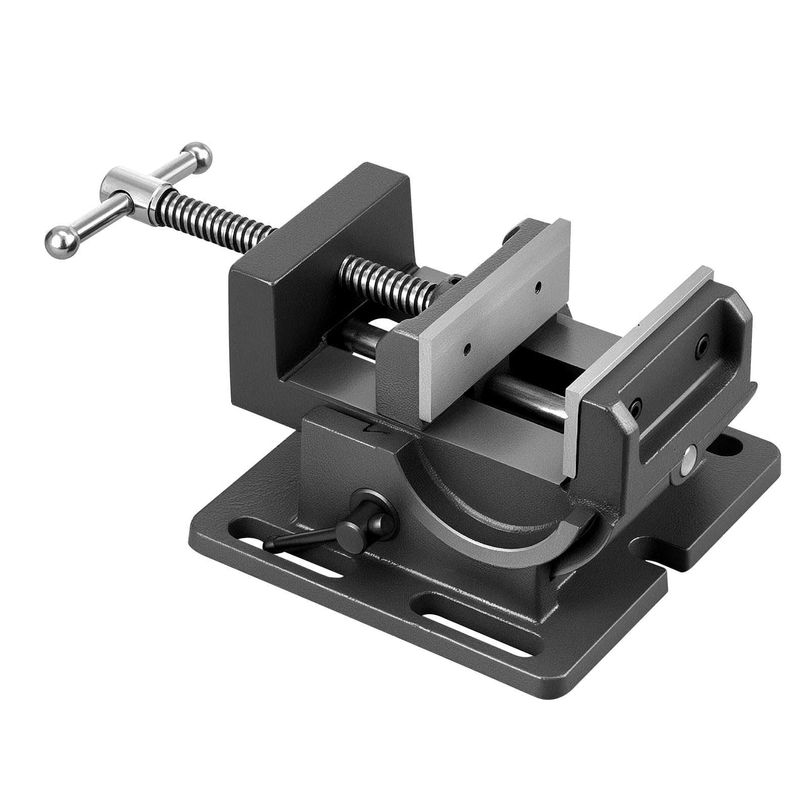 VEVOR Morsa per Trapano a Colonna Inclinabile, Larghezza Ganasce 107,9 mm, Morsa da Banco Portatile Regolabile da 0 a 90°, Struttura in Ghisa Resistente, per Lavorazione del Legno, Nera