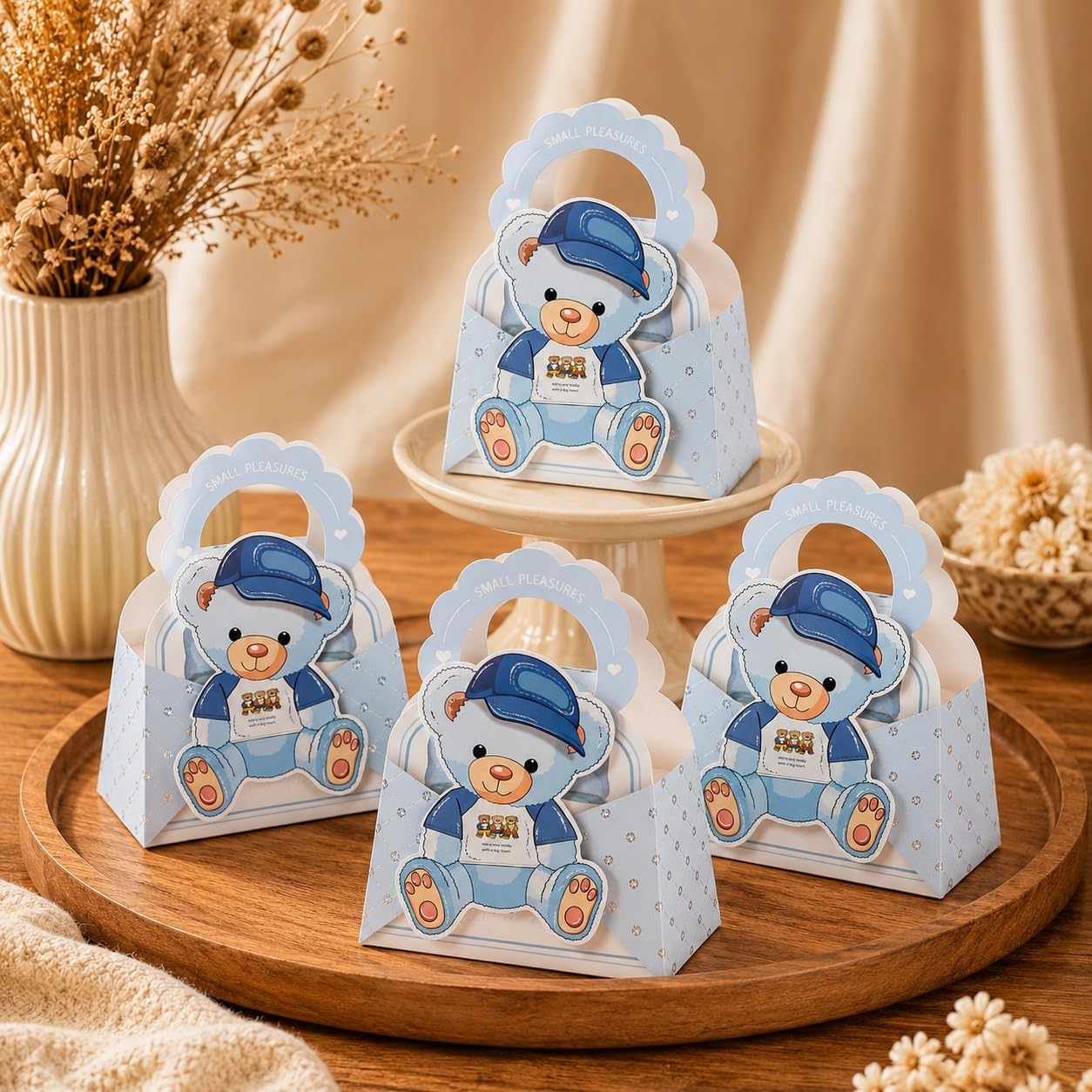 SATYAM KRAFT 5 Pcs Cute Blue Teddy Bear Gift Boxes for Birthday Return Gift, Baby Shower, Kids Theme Party, Candy Chocolate Sweets Dry Fruits Packing Box (Blue)-image-8