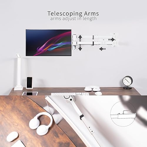 Miniatura 5 de VIVO Premium Dual Ultra Wide LCD LED de 27 a 38 pulgadas para monitor de pared, resistente, brazos telescópicos, configuración de pared empotrada,