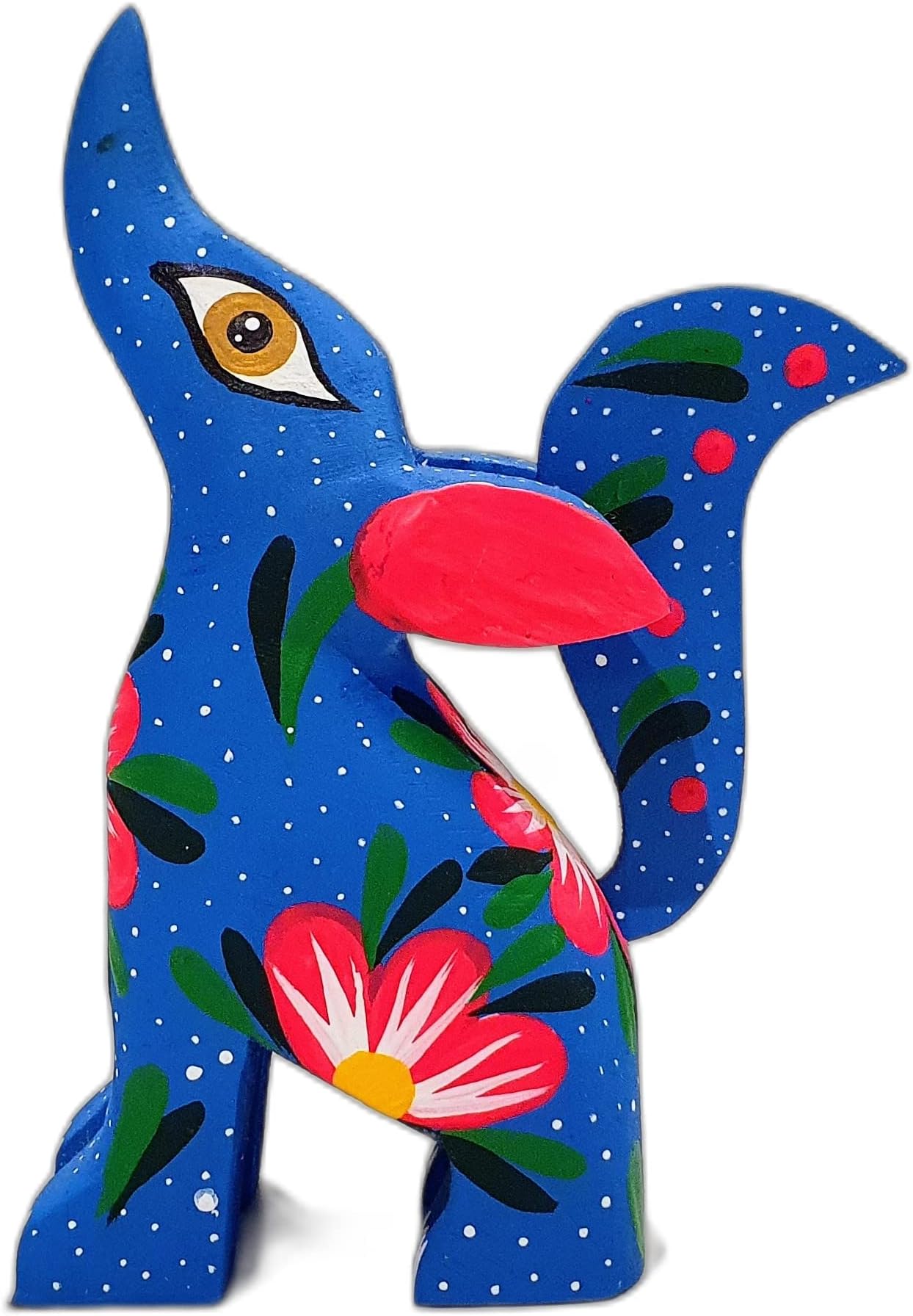ALKIMIA INCMexican Alebrije Floral Coyote Figurine Wood Carving Handcrafted Sculpture