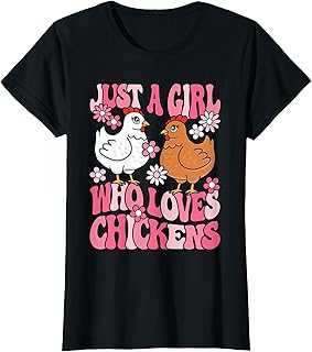 Just A Girl Who Loves Chickens Groovy Chicken Lover Girls T-Shirt