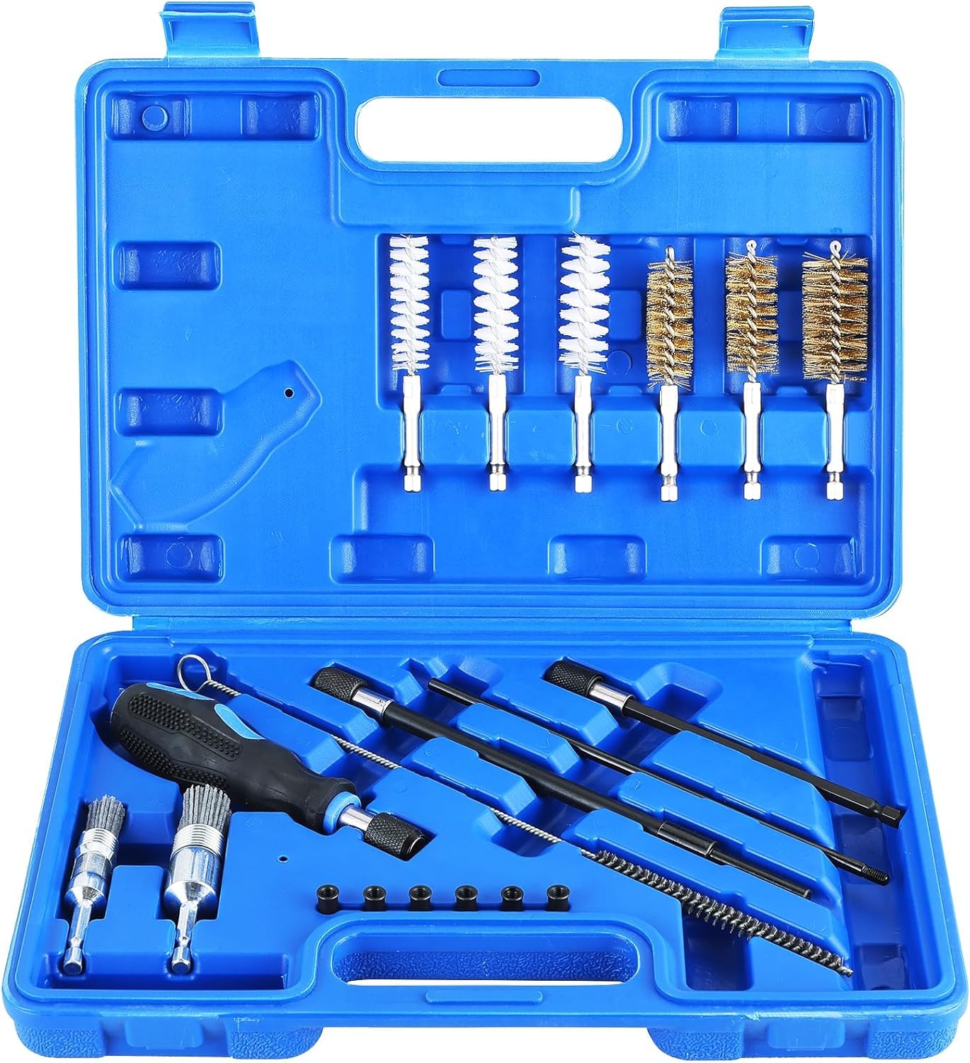 DASBET 19-teiliges Injektor Reinigungsset, Einspritzdüsen Sitzbürstenreiniger Werkzeug, Injektorsitz & Schaft Reinigungswerkzeug für Dieselmotoren, Universal Einspritzdüsen Reinigung Set