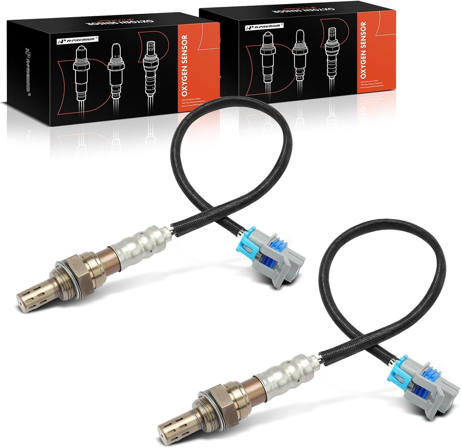 A-Premium O2 Oxygen Sensor Compatible with Chevrolet Corvette 2005-2007, Trailblazer EXT, SSR & GMC Envoy XL XUV & Buick Rainier & Oldsmobile Aurora & Saab 9-7X, Downstream Left and Right, 2-PC Set