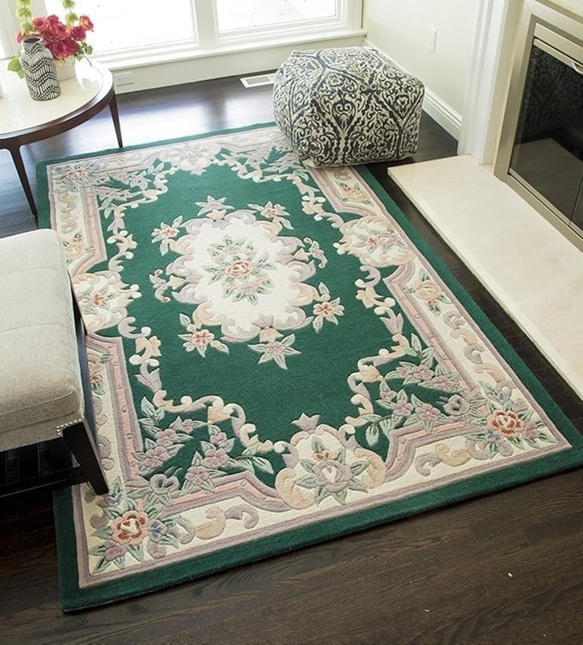 Hand-Tufted Wool Carpet with Floral Pattern � Soft and Durable Carpet for Living Room, Bedroom & Hall (Multicolor 36, 4 x 6 Feet)-image-1