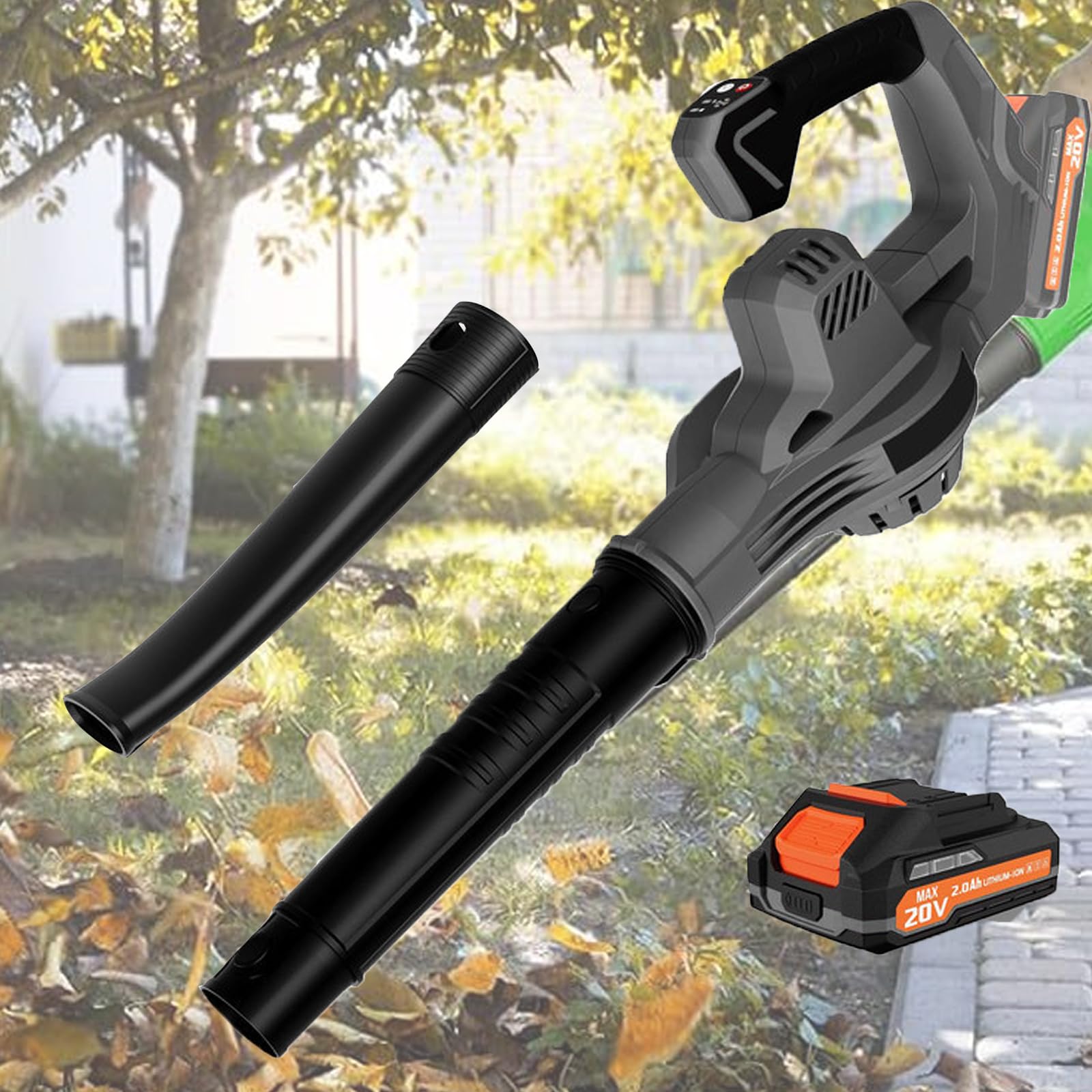 Soffiatore portatile per foglie, design ergonomico potente, regolabile a bassa e alta velocità, leggero e comodo per la cura del prato del giardino e per spazzare la neve delle foglie