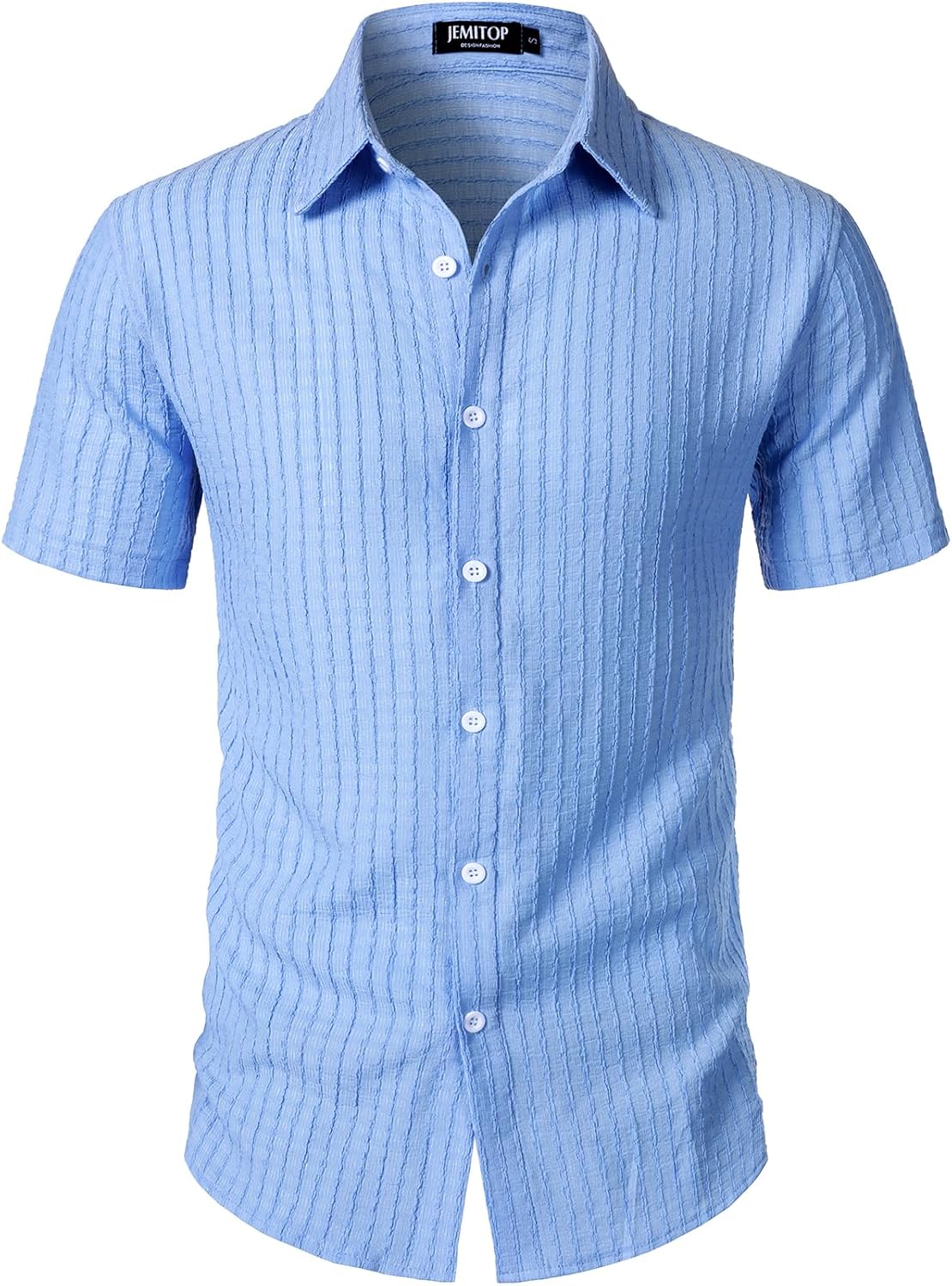 JEMITOP Men's Knit Shirt Summer Casual Short Sleeve Button Down Shirt for Beach Vacation