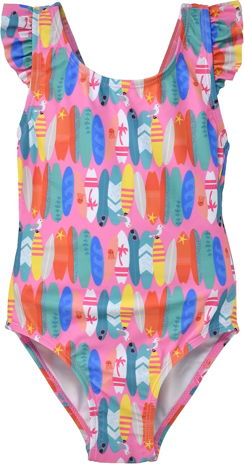 Flap Happy Baby Girls' UPF 50+ Simone Sequin Hip Ruffle Swimsuit