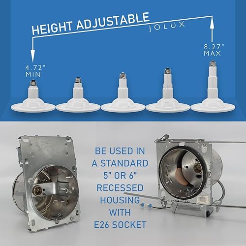 Miniatura 5 de Jolux Luz LED de 56 pulgadas de retrofit ajustable, kit de conversión de luz empotrada, ETL, 12 W  60 W, luz diurna de 5000 K, 800 lm, regulable,