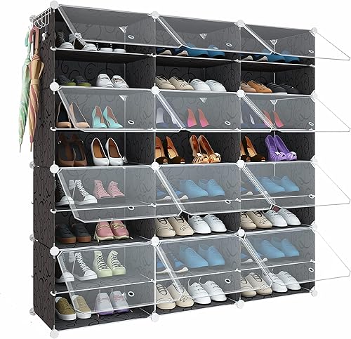 Miniatura 9 de Zapatero de 48 pares, organizador de estantes para zapatos con puerta, gabinete para zapatos con estantes para armario, entrada, pasillo, dormitorio