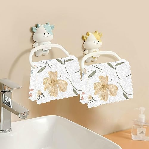 Miniatura 6 de FRODOTGV Cute Floral Meadow Cotton Decorative Kitchen Towels and Dishcloths Quick Dry Set of 6 Rags for Restaurant Oven