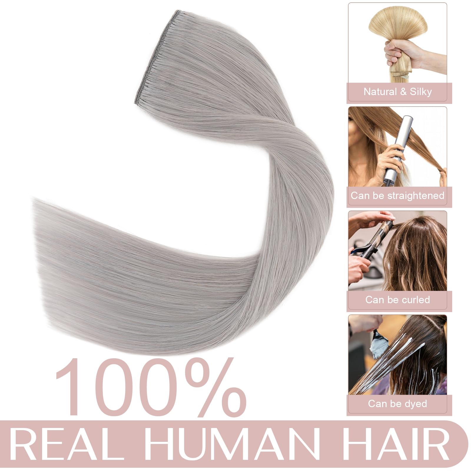 20 inches SEGO One Piece Hair Extensions Clip in Human Hair [#1B Natural Black] Real Remy Hairpieces for Women 3/4 Full Head Straight Invisible (50g) — view 41