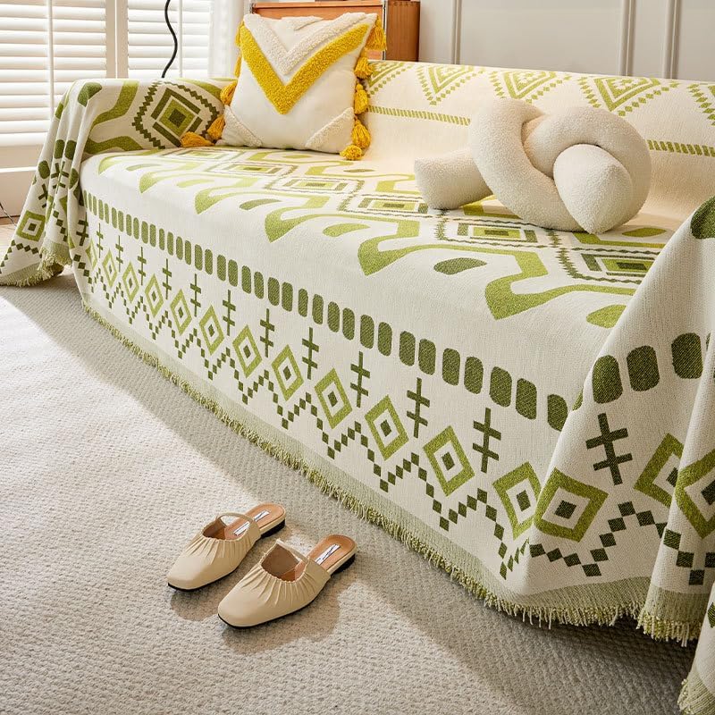 Throws for Extra Large Sofas, Sofa Cover for 2, 3, 4 Seats, Bohemian Chenille Cover for Sofa, Versatile Throw for Sofa, Bedspread and Sofa, Grey, 180 x 90 cm