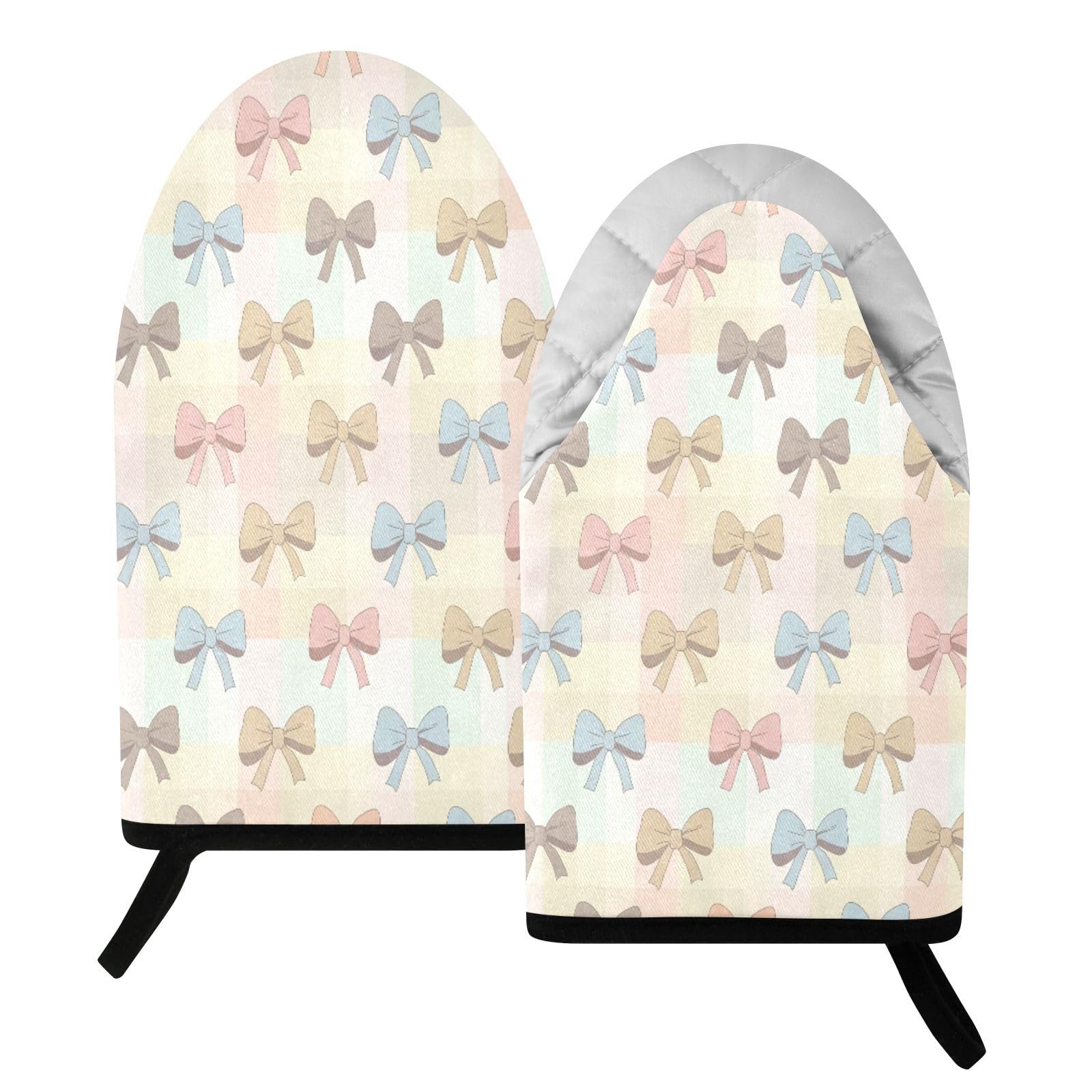 BURSTDDY Pastel Bows Oven Mitt,Heat Resistant Kitchen Mitts for Cooking