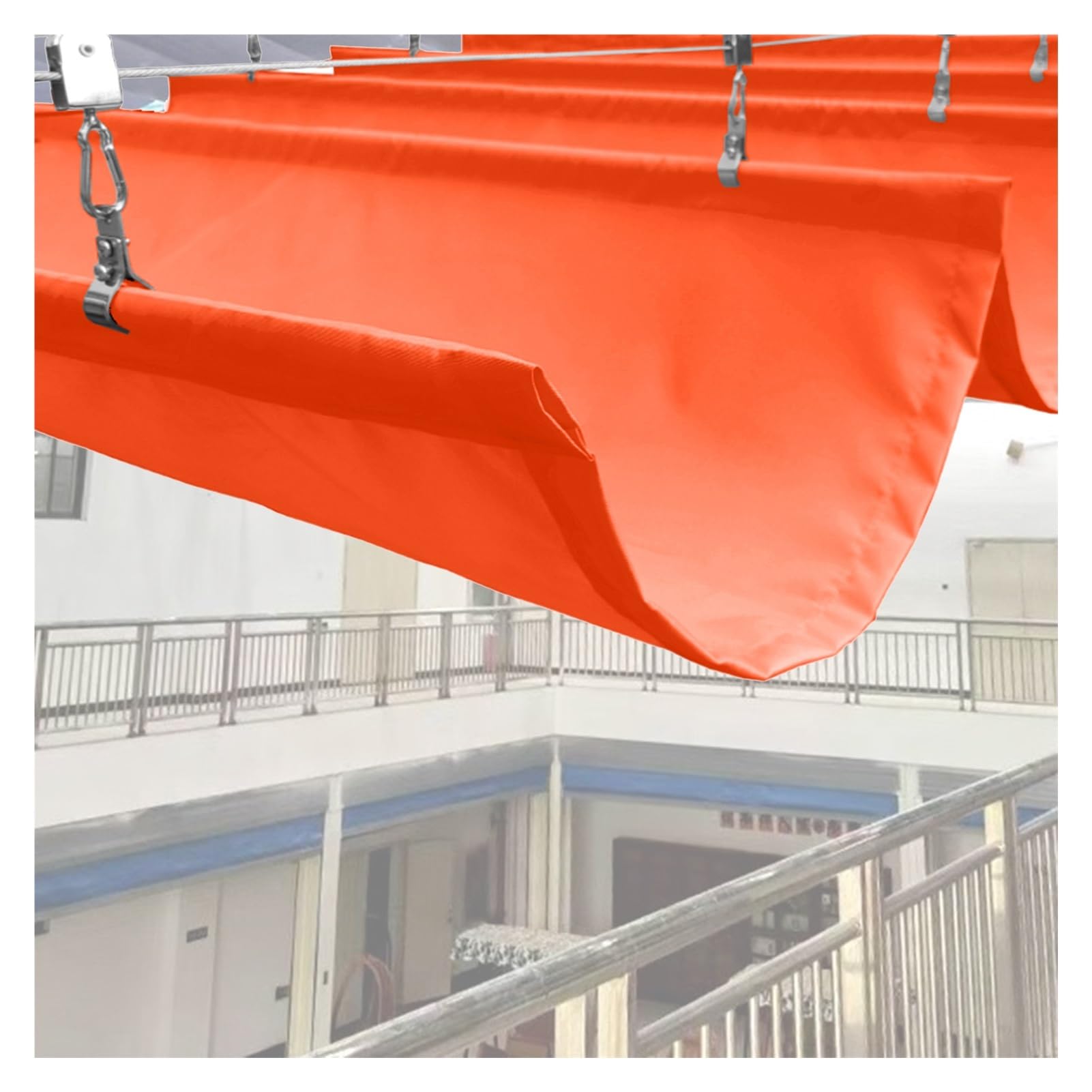 Toldo retráctil ondulado de poliéster rojo de 3,9m para pérgola y techo