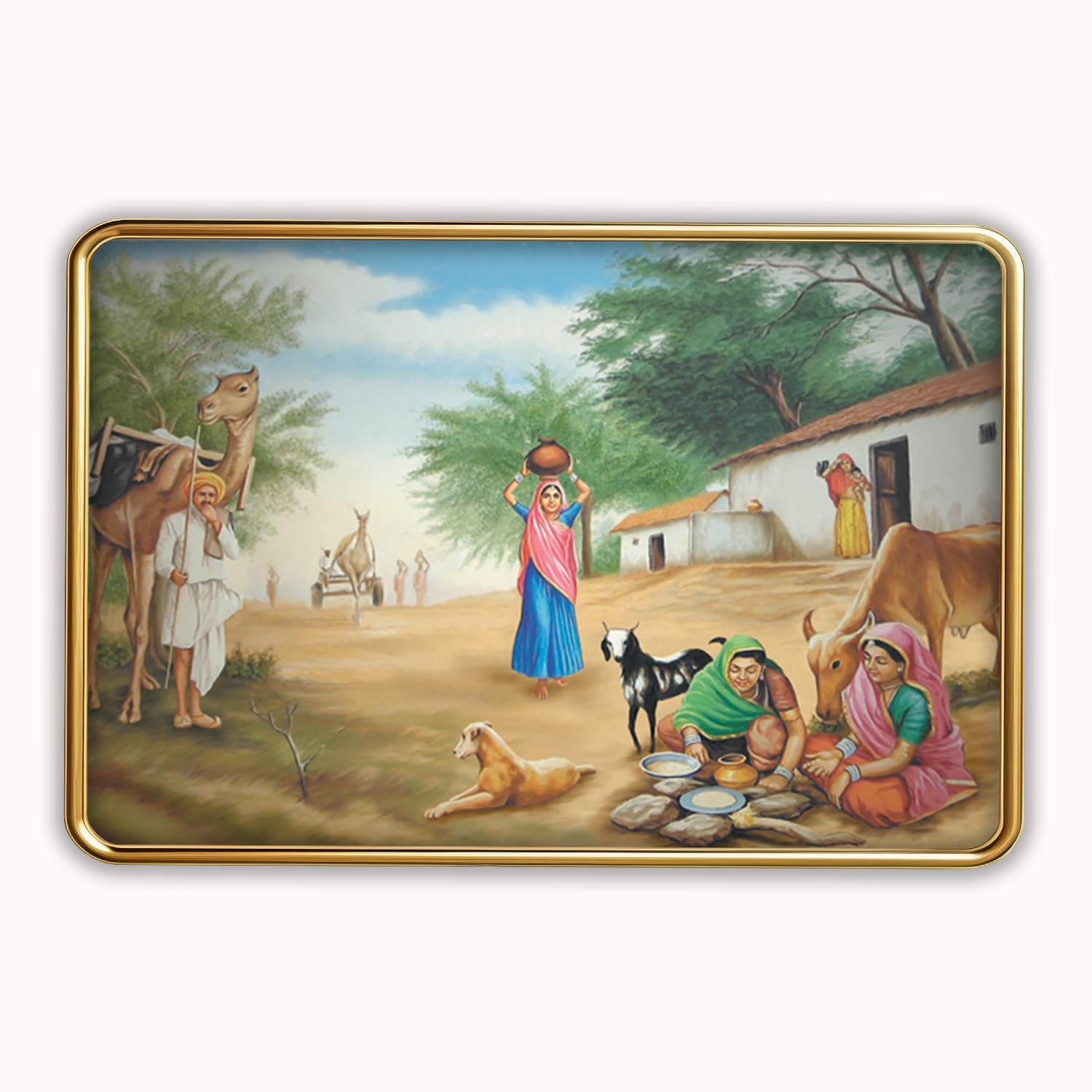 Rajasthani Village Photo Frame - Gold & Sparkle -1