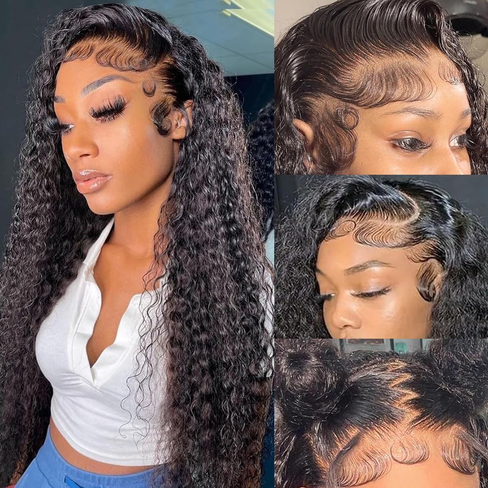 13x6 Lace Frontal Wigs Human Hair Water Wave 24 Inch Hd Transparent Lace Front Wigs Human Hair Water Wave Pre Plucked With Baby Hair Wet And Wavy 200 Density Natural Color