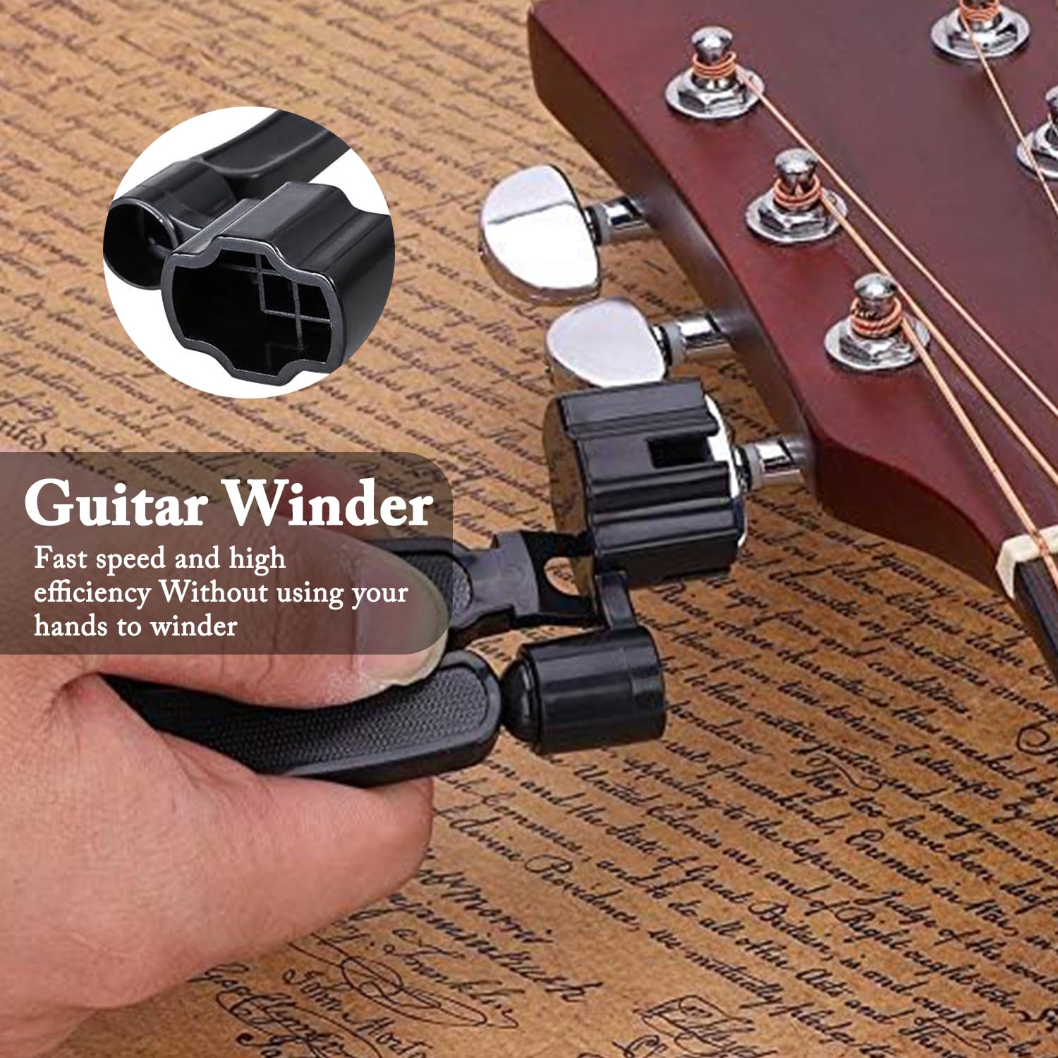3 En 1 Enrouleur De Corde De Guitare Coupe-Corde Et Extracteur - Outil Changement Cordes Noir
