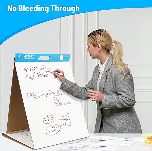 Miniatura 4 de 4-Pack Tabletop Sticky Easel Pad and Dry Erase Board 2 in 1, 20 x 23 inches, 20 Sheets/Pad, Portable Easel Stands for Teachers, Ideal for Training