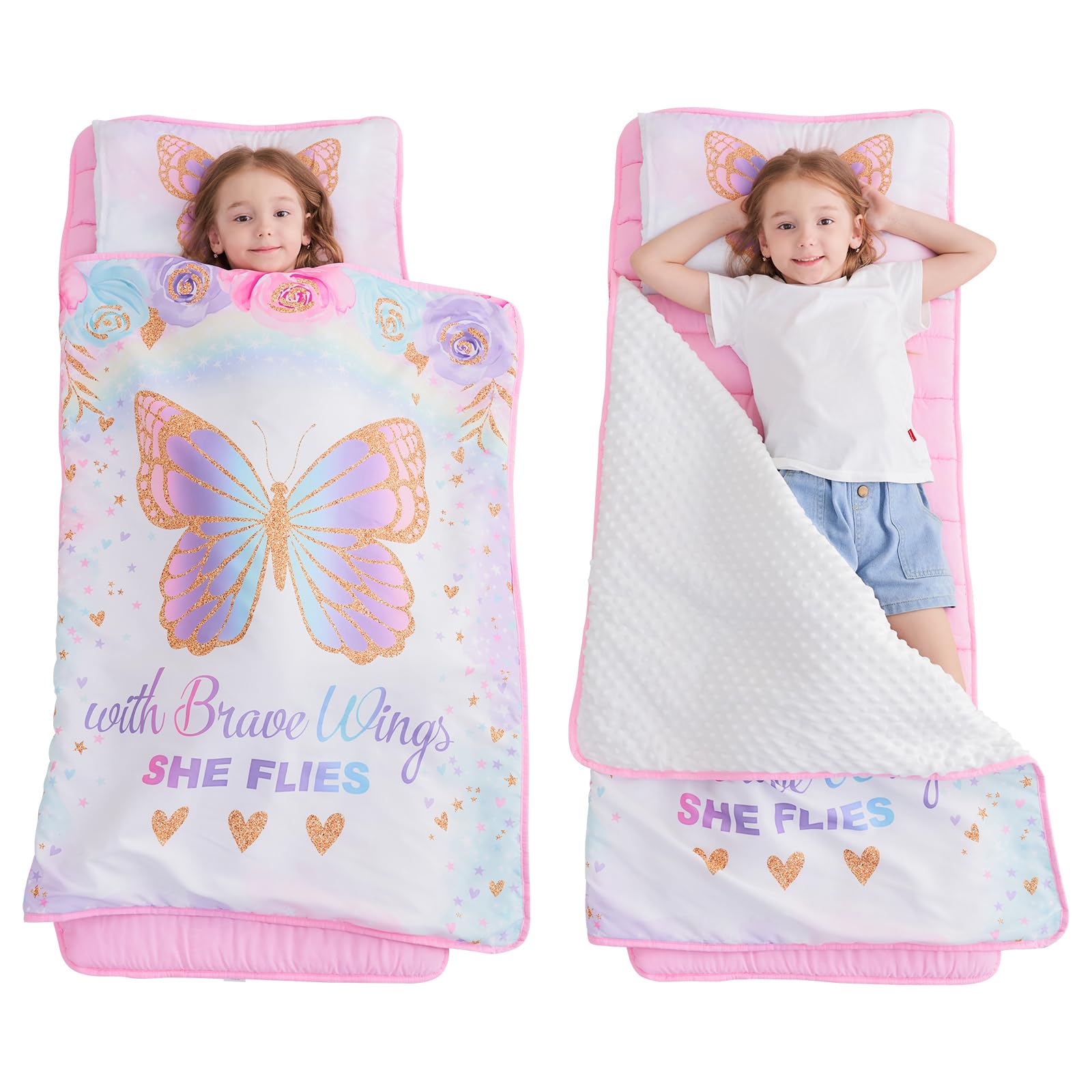 Extra Large Toddler Nap mat by Cokouchyi, Toddler Sleeping Bag with Removable Pillow, Measures 53 x 21 x 1.5 Inches, Sleeping Mat, Ideal for Daycare and Preschool Kindergarten