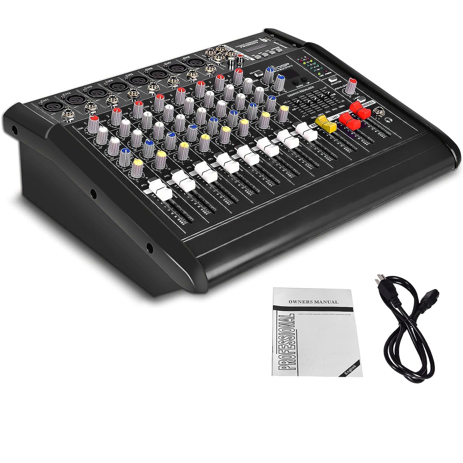 Photo 1 of WWahuayuan 8/10/12 Professional Channel Audio Mixer Sound Mixing Console with 5-Band Stereo Equalizer, PC Recording Input, BT Function, USB Interface Recording,For Professional and Beginners 8 Channel