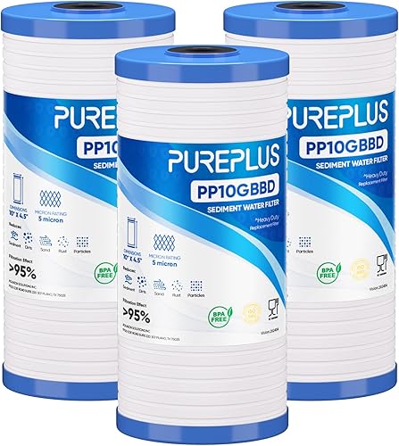 Miniatura 11 de PUREPLUS AP810 Filtro de agua de sedimentos ranurados para toda la casa, cartucho de repuesto para 3M Aqua-Pure AP810, AP811, AP801, AP801-C