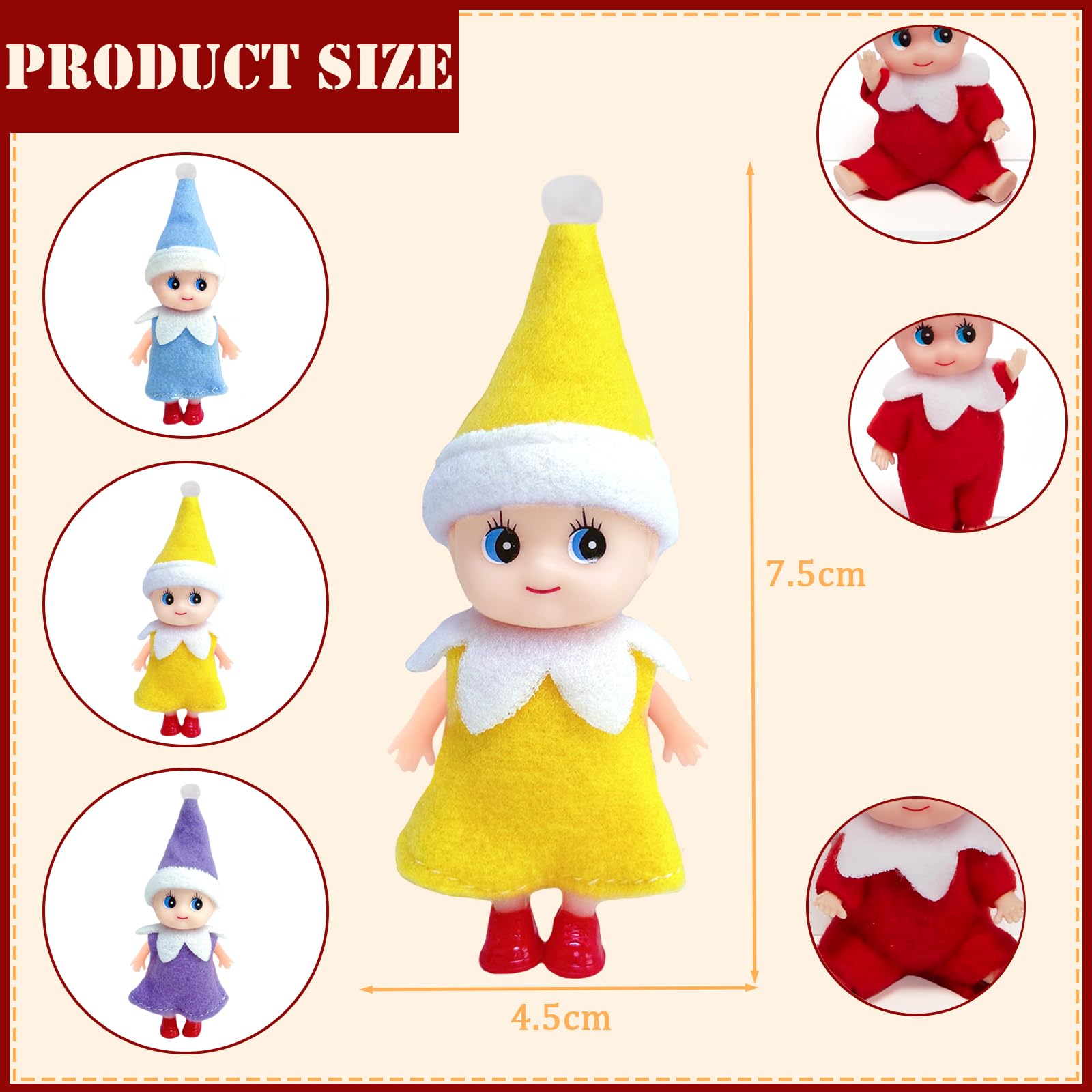 3pcs Mini Baby Elves Christmas Elf Baby Dolls for Girls Boys,Cute Little Elfs Twins Tiny Christmas Dolls Elf Accessories,Girl Elf Small Elf Baby Doll Elf Novelty Gift for Kids Xmas Stocking Stuffers - Image 2