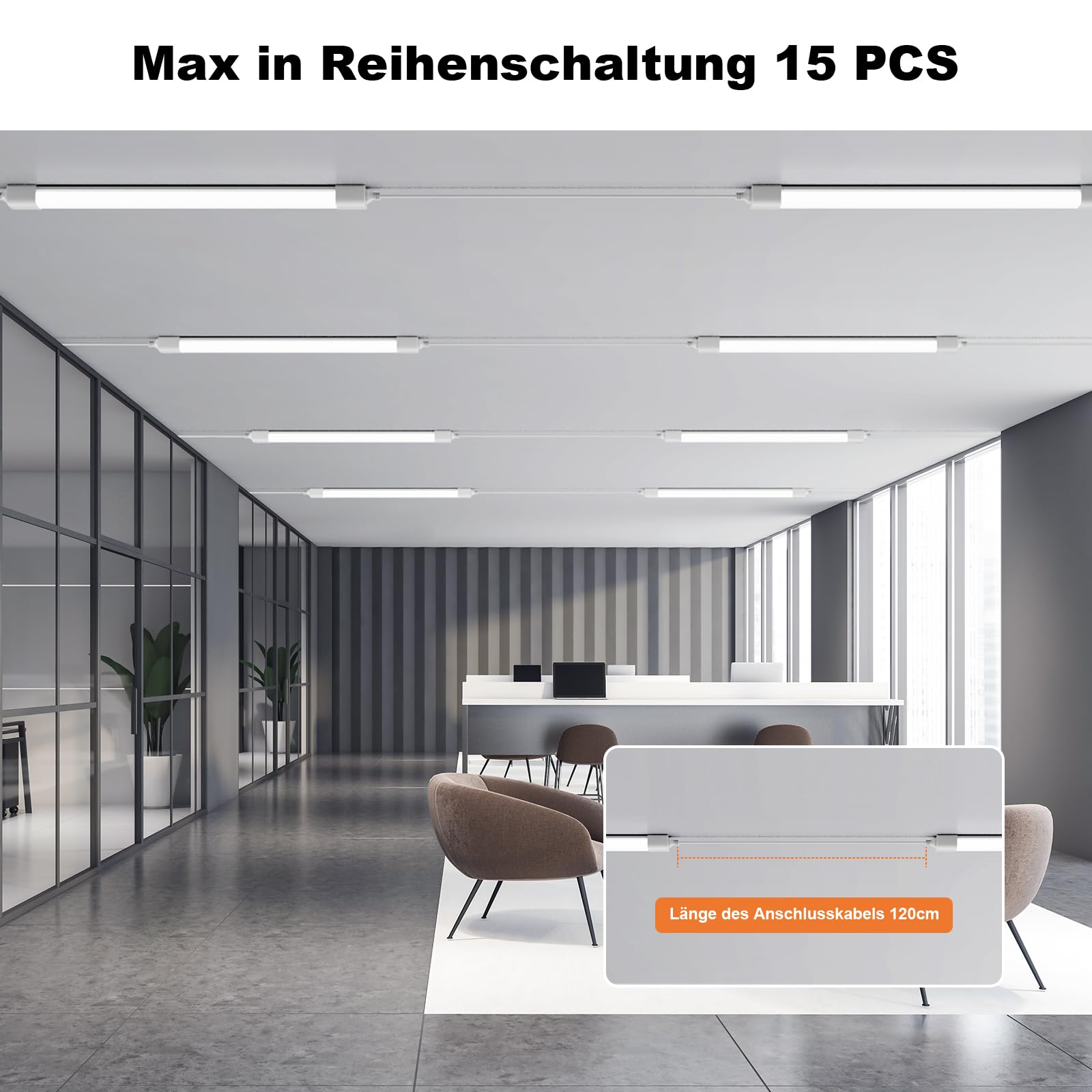 Reglette LED 120CM 36W 4000lm Blanc Froid 6000K IP65 Imperméable Luminaire Plafonnier Garage Atelier