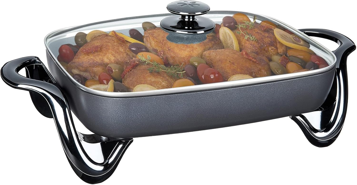 Electric Skillets Nonstick 16Inch ExtraLarge with Lids