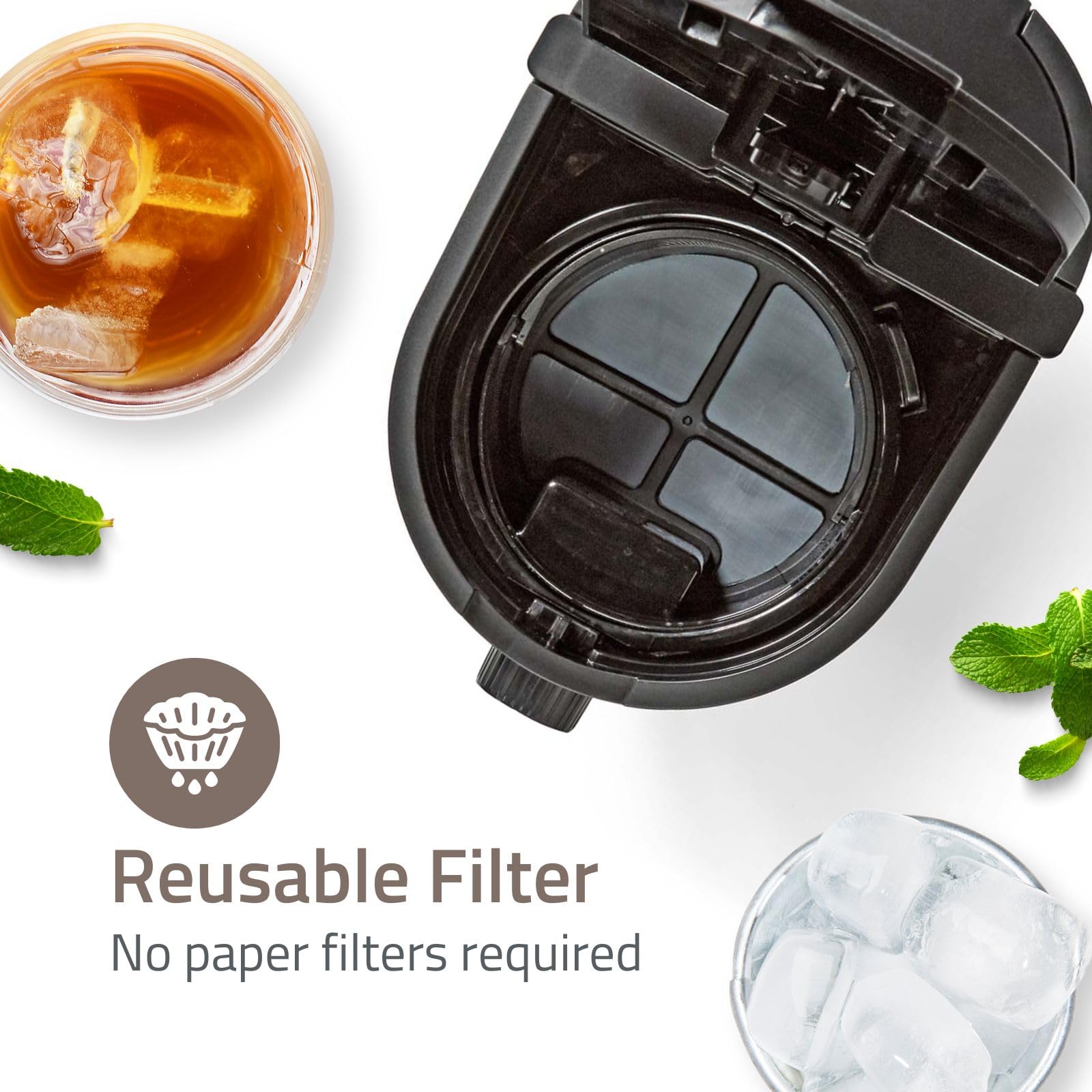 Nedis KAICM200FBK Eiskaffee- und Eistee-Zubereiter – 2,5 l Fassungsvermögen – Für bis zu 6 Tassen – Mit Filtereinsatz – Schnellbrühfunktion – Schwarz