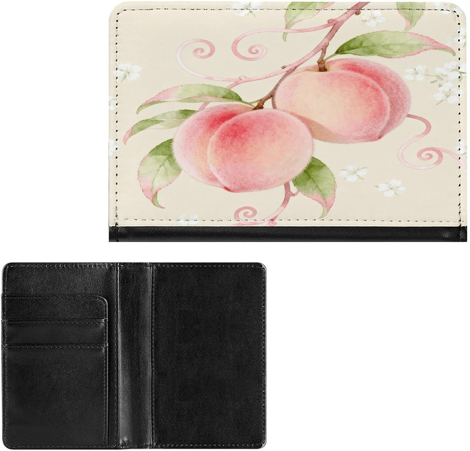 Feeling Peachy Blush Vines Passport Holder Cute Portable Passports Cover Slim Identification Passport Holder PU Wallet Cover Case for Travel for Women Men Travel Cruise