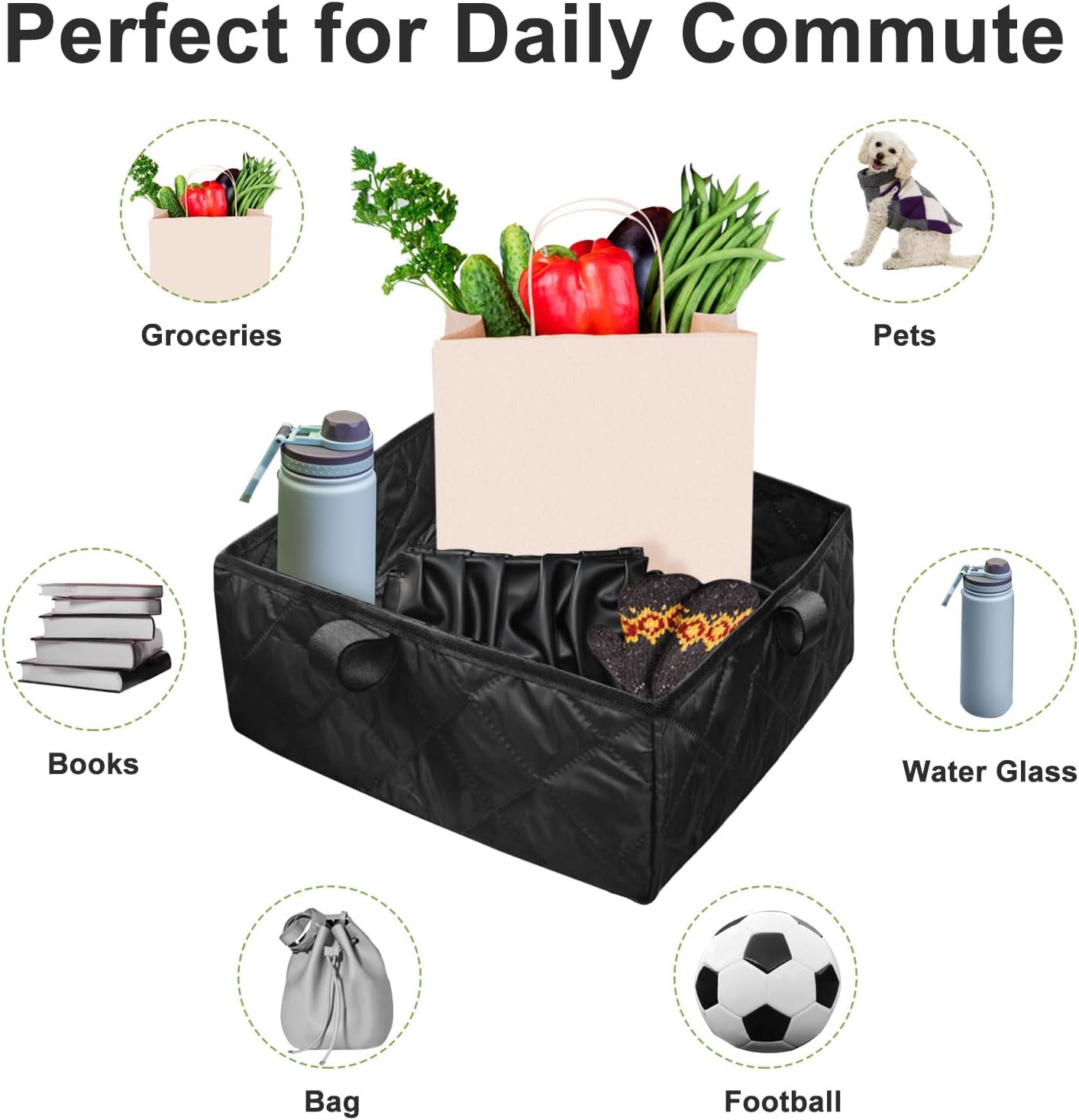 Bike Basket Liner with Adjustable Cargo Net, Thickened Reusable Bicycle Basket Insert for Rear Rack & E-Bike Baskets, Fits Most Wire Bike Baskets (Basket Not Included)