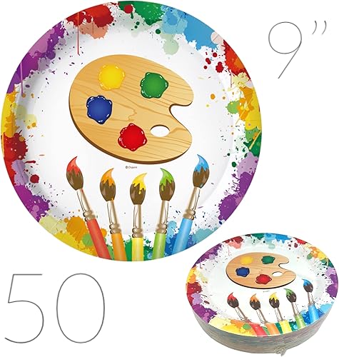Miniatura 2 de Oojami 100 platos de papel de 50 a 9 pulgadas, platos de papel de postre de 50 a 7 pulgadas para bautismo de bebé, primera comunión, bautizo,