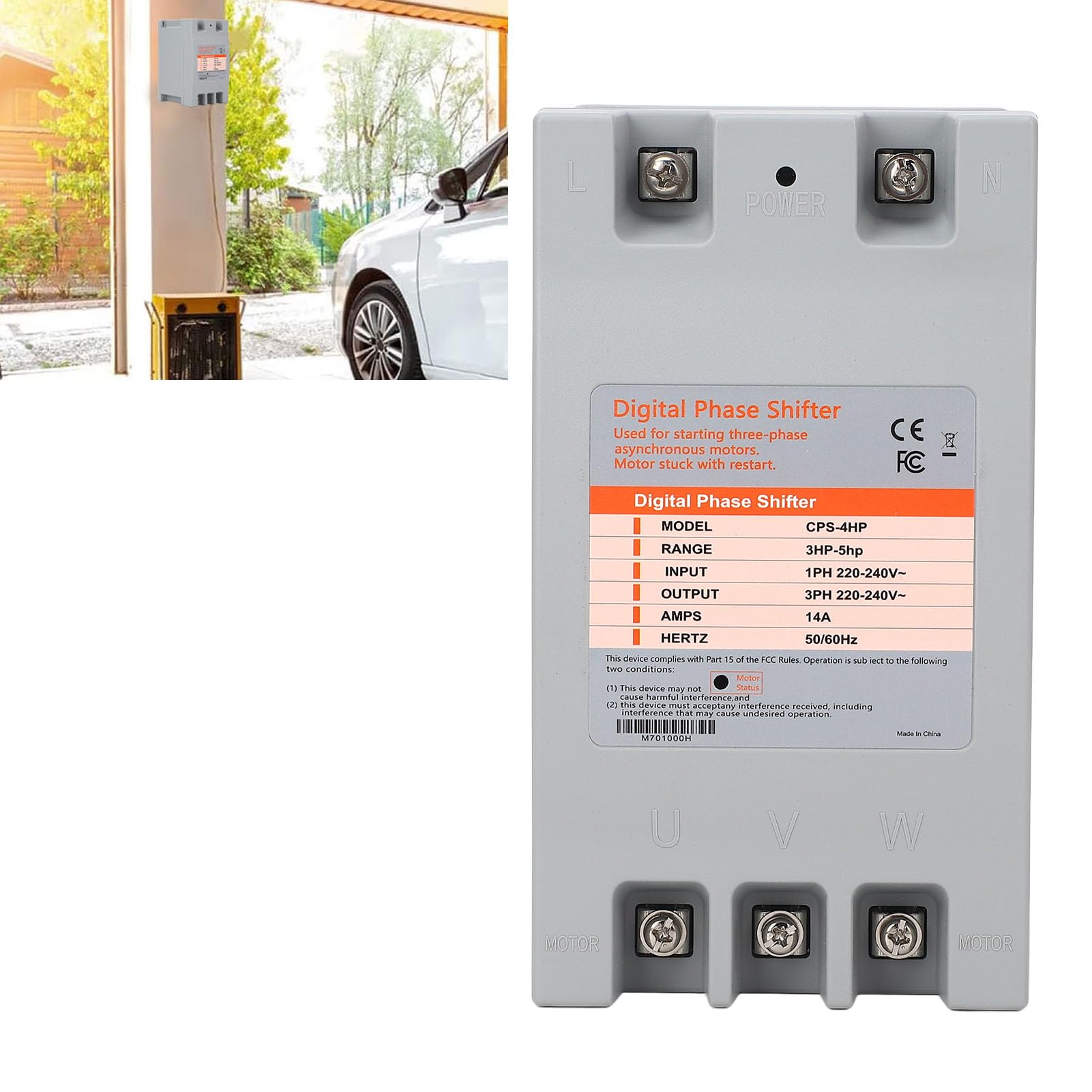 Convertidor de Fase Monofásica 14a 50 60Hz Cambiadora de Fase Digital para Herramientas Eléctricas Motores Equipo Mecánico