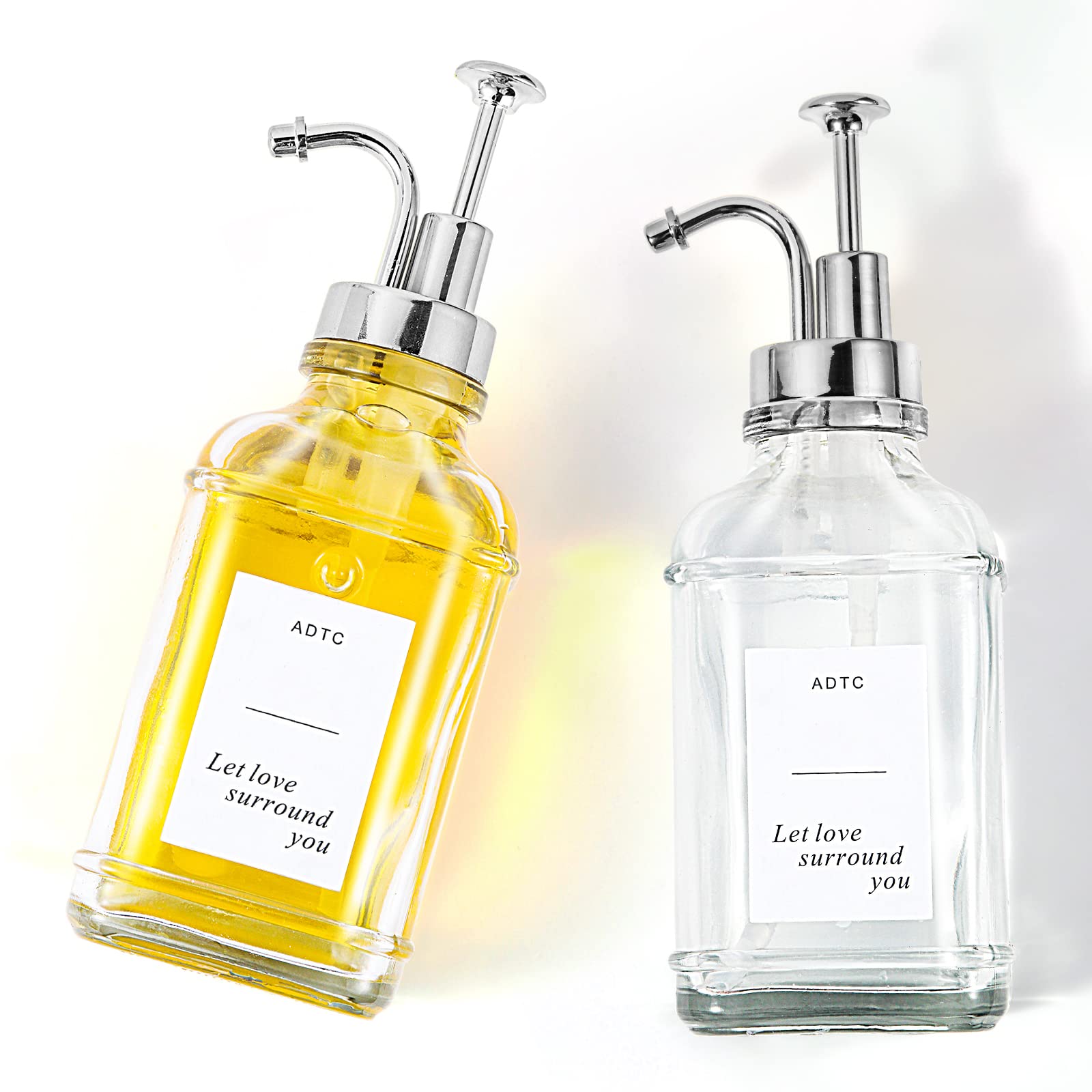 Coffee Syrup Dispenser,Vanilla Syrup for Coffee,Glass Syrup Bottle with Pump,Syrup Bottle for Coffee,Glass Coffee Syrup Dispenser,Coffee Syrup Pump,Syrup Pump,22 Labels,16.9 oz,2 sets