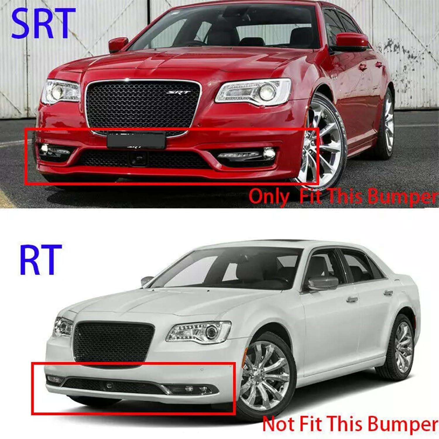 Front Bumper Lip Splitter 3Pcs V3 Style Compatible with For Chrysler 300 C S SRT 2015-2023 (Carbon Fiber Print, SRT style)