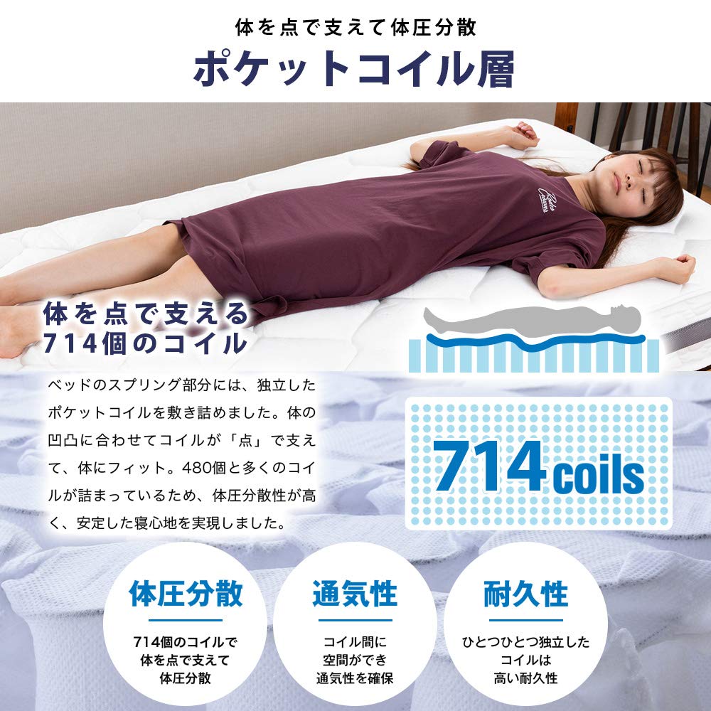 Amazon.co.jp: アイリスプラザ マットレス ポケットコイル バランス