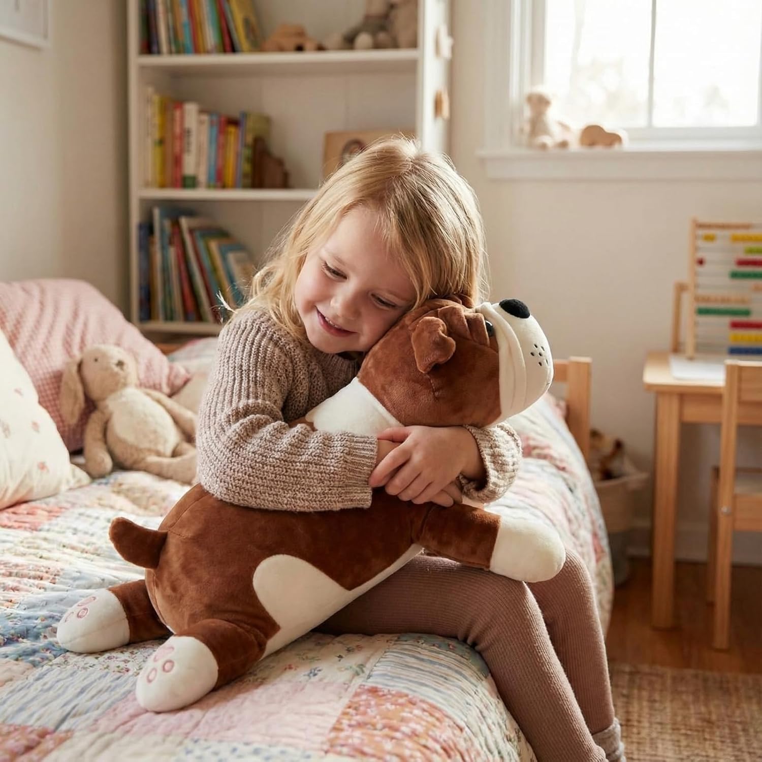 23.6" Soft Dog Plush - Huggable Stuffed Animal Pillow for Kids Birthday Gift - Large Cuddle Puppy Toy - Washable Bedtime Companion for Boys Girls