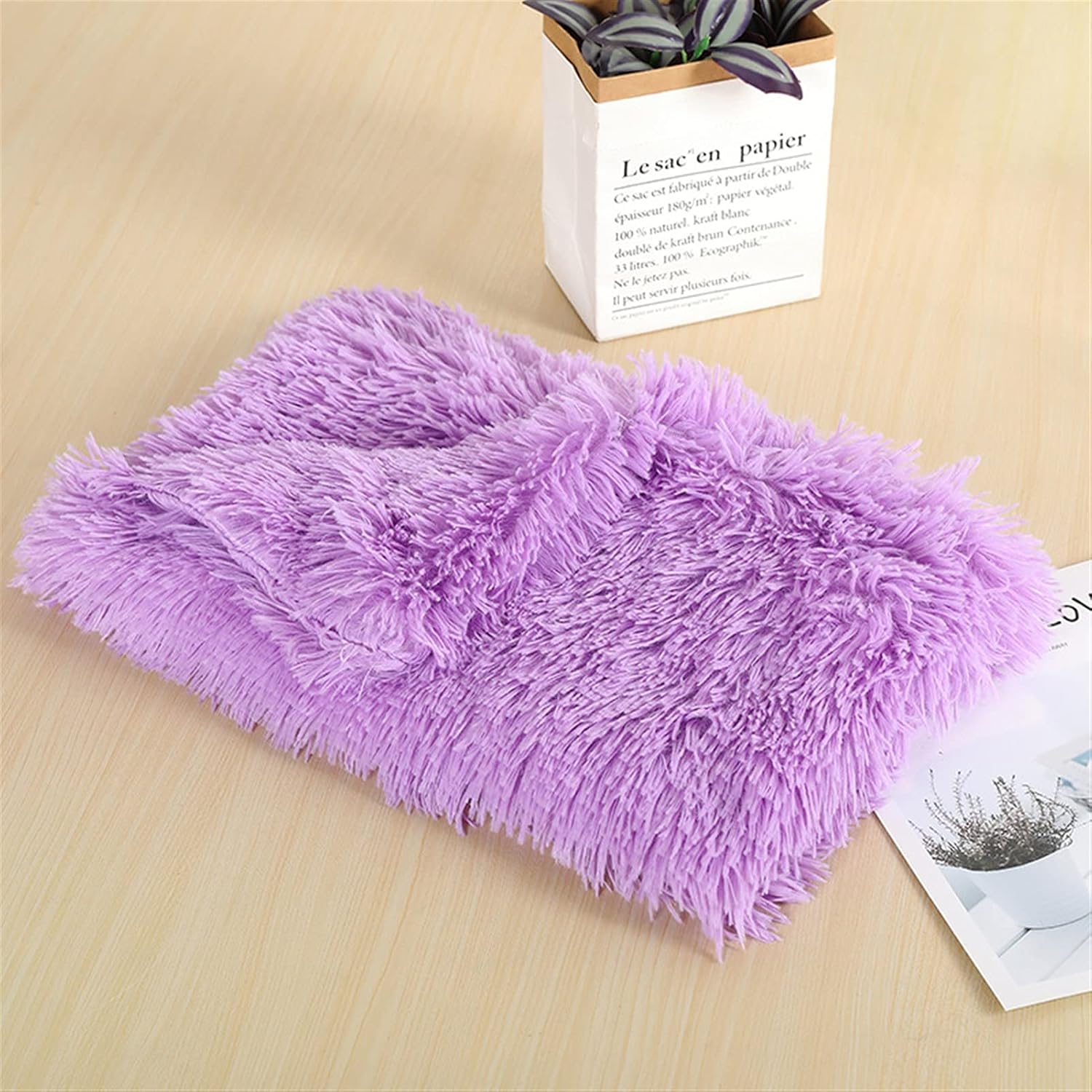 Pet Faux Fur Calming Blanket Soft Dog Cat Protector with Two-Side Fur, Thick Shaggy Bed Throws Pet Blankets Soft Fuzzy Microfibe Cat Throw Bed Couch Washable 39"x29" Inch Purple