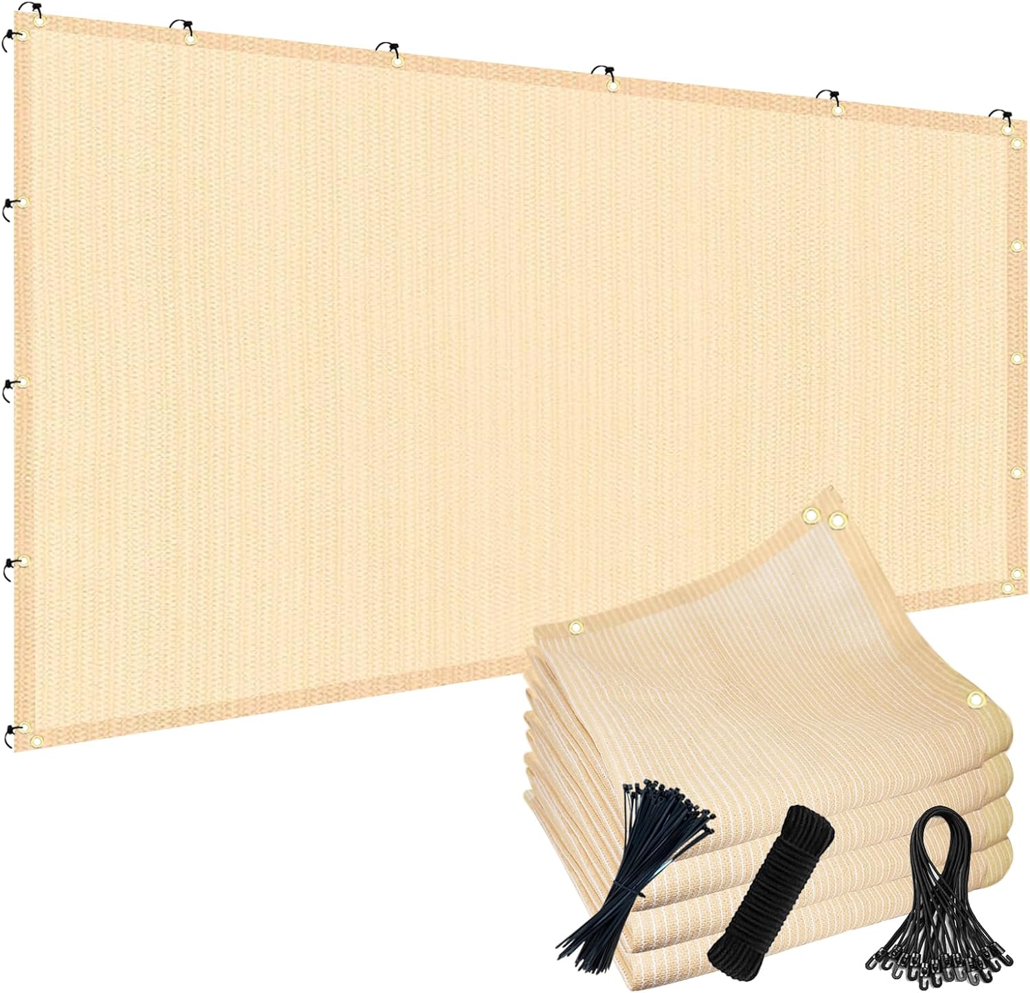 90% 8x8ft Sun Shade Cloth for Outdoor Deck Backyard Patio Garden Pergola Cover Canopy Beige