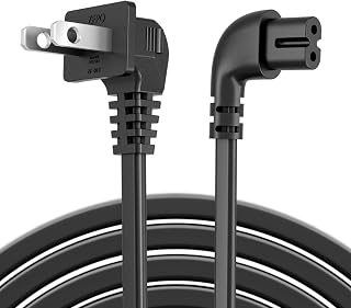 Superer 10FT 90 Degree L-Shaped AC TV Power Cord, 2-Prong Replacement | Angled Cable Fit for Samsung LG TCL Sony Apple Insignia Sharp Panasonic Toshiba JVC Hisense Vizio Roku Smart TVs, ETL Listed