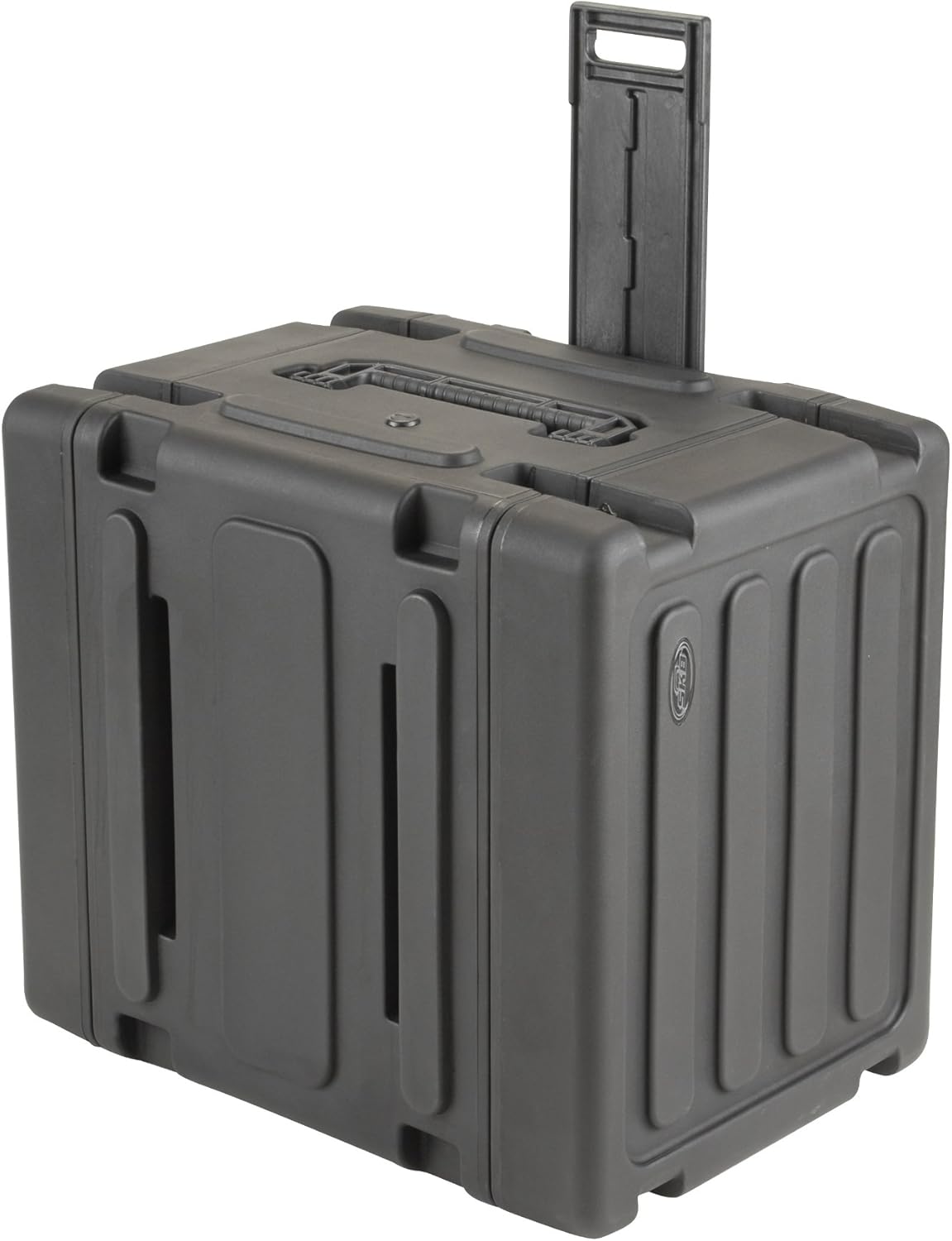 SKB Cases 3SKB-R08U20W 20" Deep 8U Roto Shockmount Rolling Rack, Shock and Water Resistant, Threaded Steel Rails, Rear Rails, Built-in Wheels, Low Profile Pull Handle