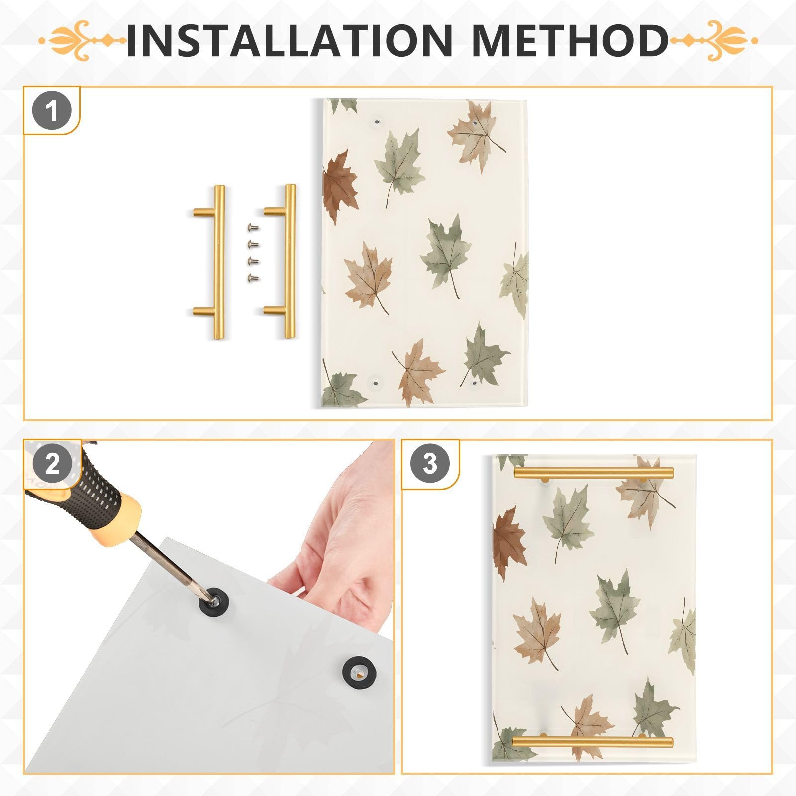 Wassud Bathroom Vanity Tray with Handles Maple Leaf Acrylic Jewelry Perfume Organizer for Bathroom Kitchen Counter 11.81