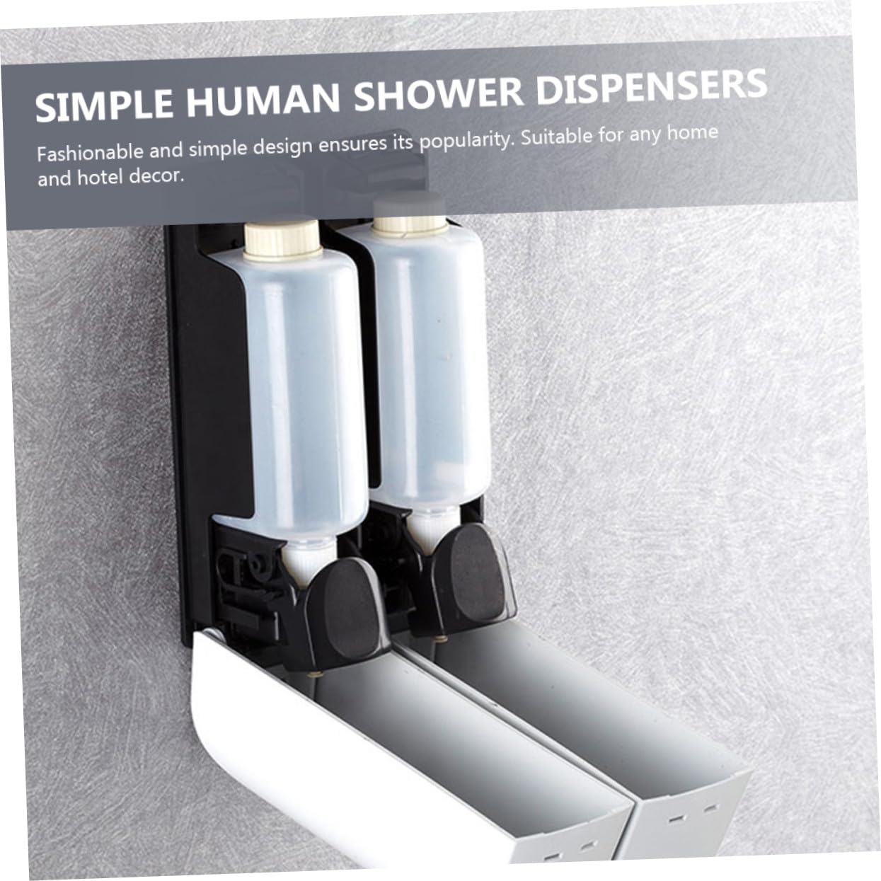 Dispensador De Champú y Jabón De Pared Recargable Doble Cabeza, Plástico Blanco, Botón De Presión Ergonómico, para Baño y Cocina, Sin Taladro, 1 Unidad