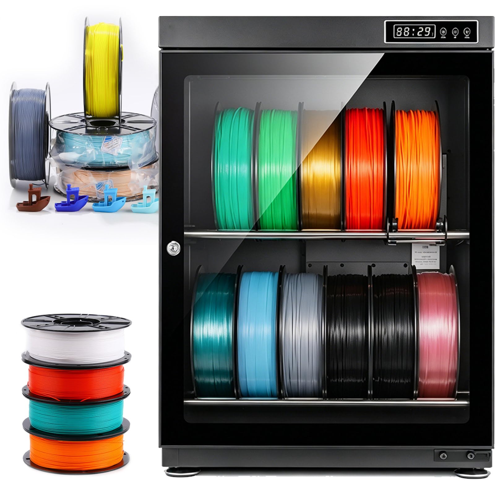 ZyKnaurral 2/3 Tier Moisture-Proof Filament Cabinet, 3D Printer Filament Storage for 70L/115L Capacity, 3D Filament Dryer with Magnetic Closure, for PLA/PETG/ABS/TPU and More 70L